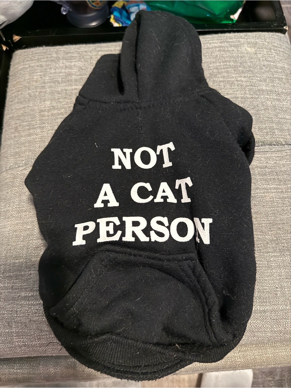 Pet Hoodie - "Not A Cat Person" Black Sweatshirt for Dogs